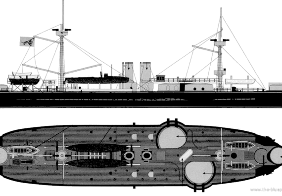 China -Ting Yuen [Battleship] (1890) - drawings, dimensions, pictures